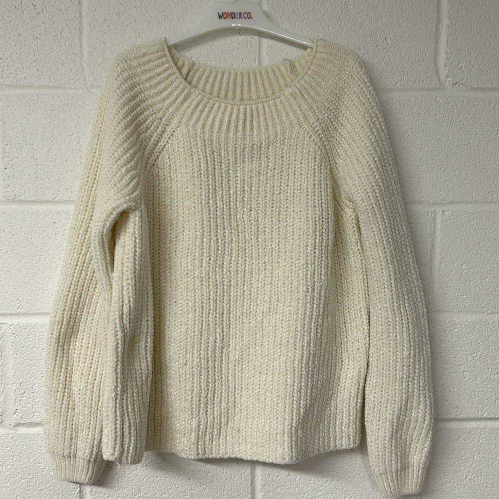 Girls Cream Chenille Sweater
